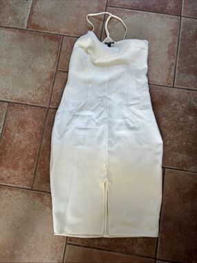 Express White Midi Bodycon Dress with Slim Straps